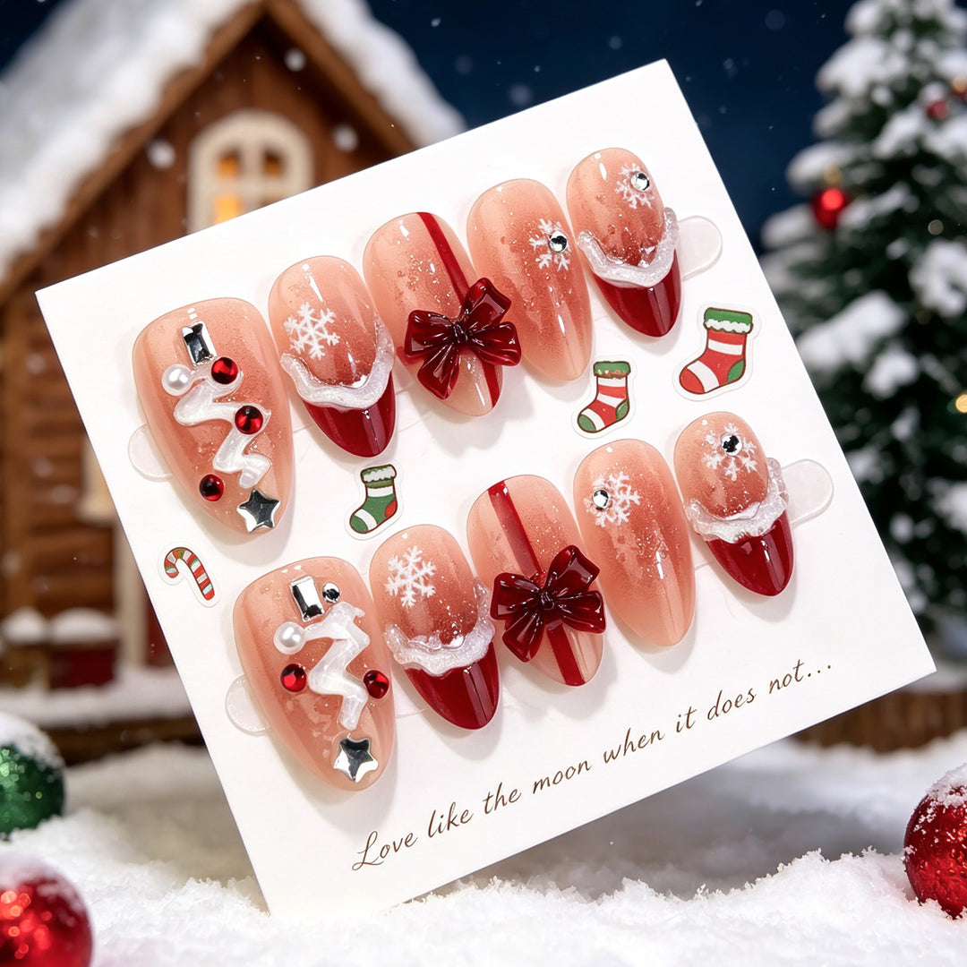 Festive Holiday Press-On Nail Art Set