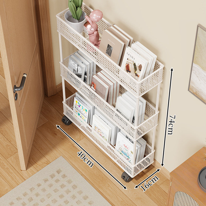 Schlanker vierstufiger Metallgitter schmaler Bücherregal-Organizer