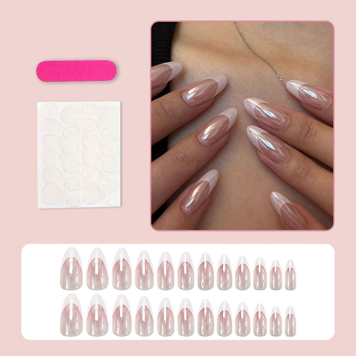 Kunstnagelset mit eleganten spitzen Formen und glänzenden Akzenten Karnz