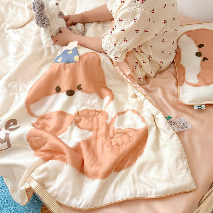 Wendbares Kinder-Bettwäscheset aus weicher Mikrofaser mit großem Teddybär‑Print und gesteppter Decke
