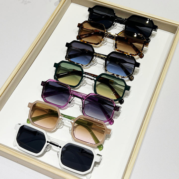Moderne geometrische rechteckige Sonnenbrille Karnz