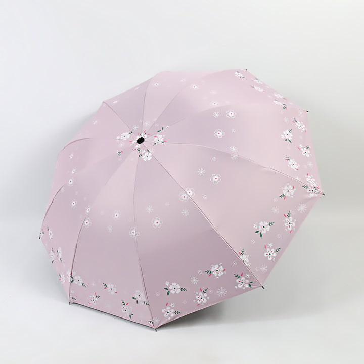 Damen Stilvoller Falt-Regenschirm mit floralen Motiven Karnz