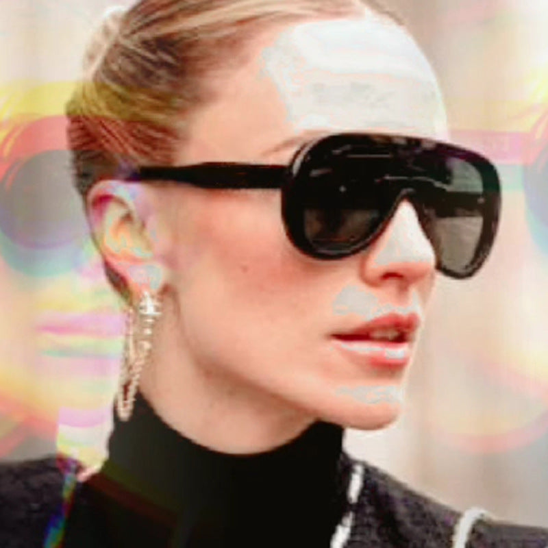 Damen futuristische Sportsonnenbrille mit breiter Sichtscheibe und UV-Schutz Karnz