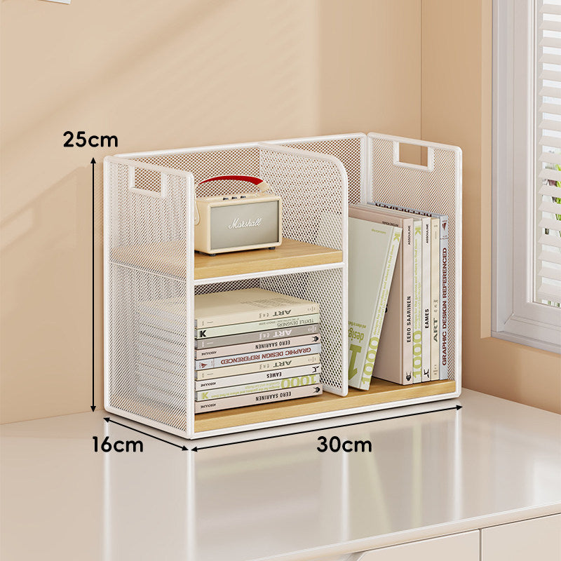 Mesh Stufiger Desktop-Organizer-Regal mit Griffausschnitten