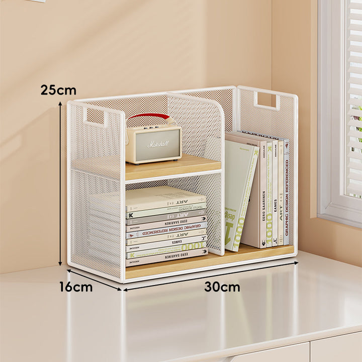 Mesh Stufiger Desktop-Organizer-Regal mit Griffausschnitten