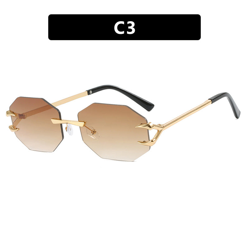 Damen geometrische Sonnenbrille mit modernem Metallrahmen Karnz