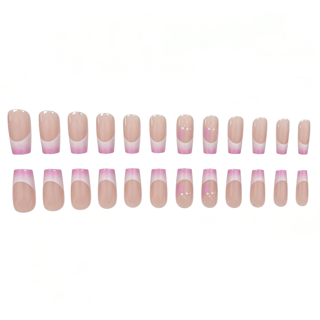 Elegantes französisches Tip Glitter Nagelset Karnz