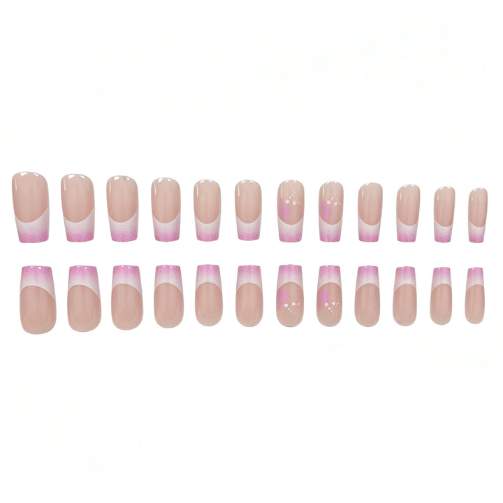 Elegantes französisches Tip Glitter Nagelset Karnz