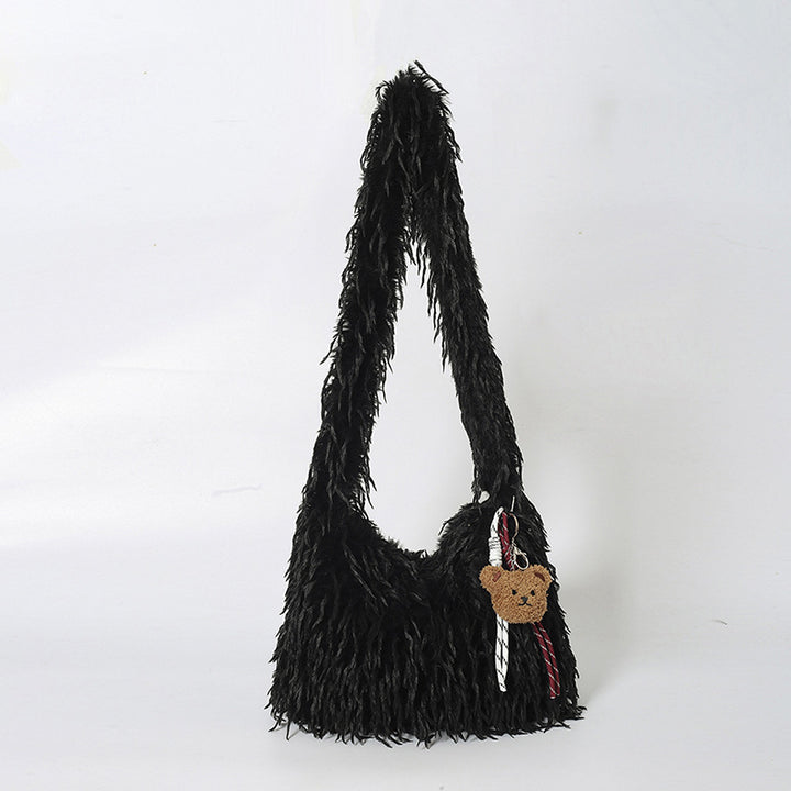 Fluffige Fransenschultertasche