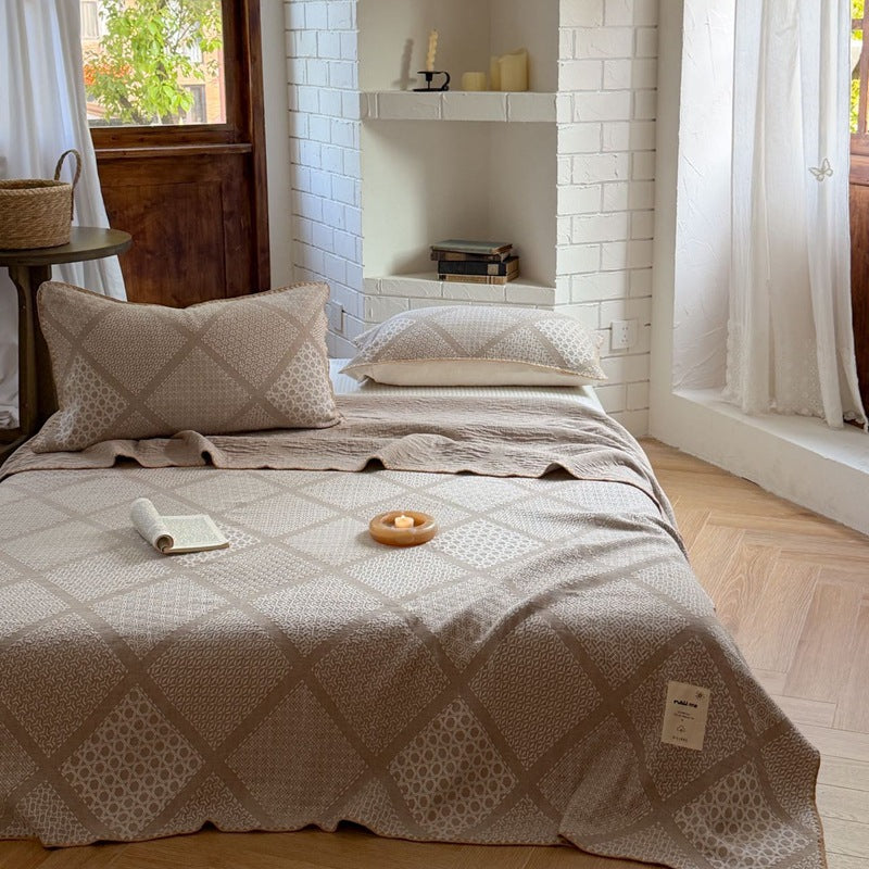 Gepolsterte Baumwoll-Jacquard-Bettdecke und Kissenbezüge Set