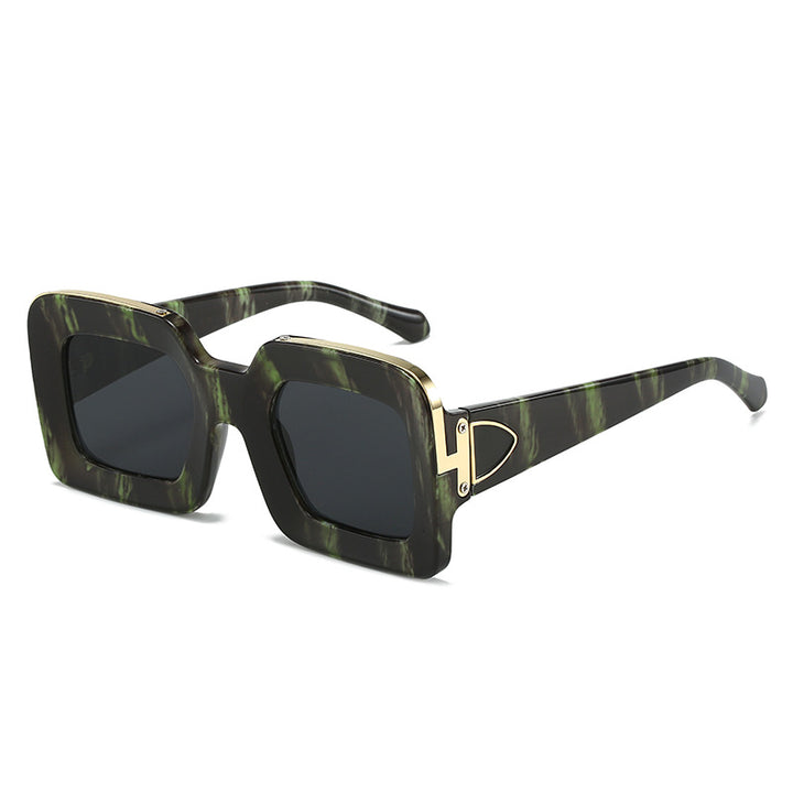 Damen quadratische Sonnenbrille mit luxuriösem Design und goldenen Akzenten Karnz