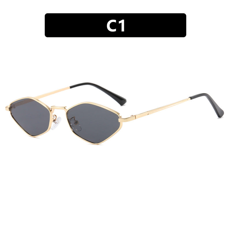 Damen geometrische Sonnenbrille mit feinem Metallrahmen und UV-Schutz Karnz