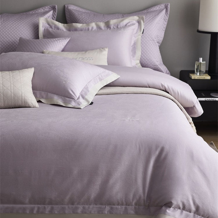 Premium Bettbezug-Set mit dezenter Jacquard-Struktur und Zierband Karnz