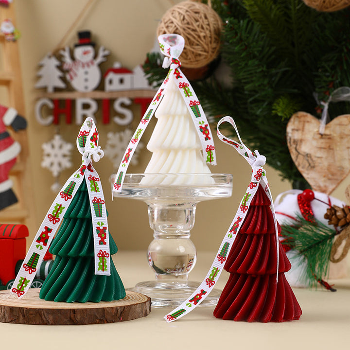 Handgegossene Geschichtete Spiral Weihnachtsbaum Dekorative Ornament Kerze