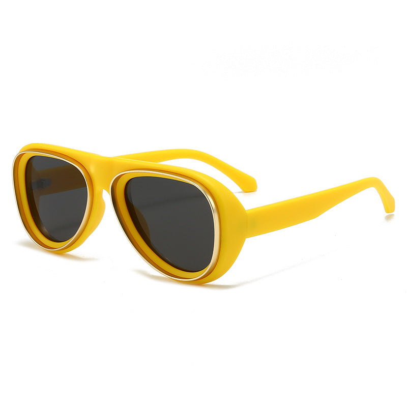 Damen modische Retro-Sonnenbrille mit breitem Rahmen Karnz