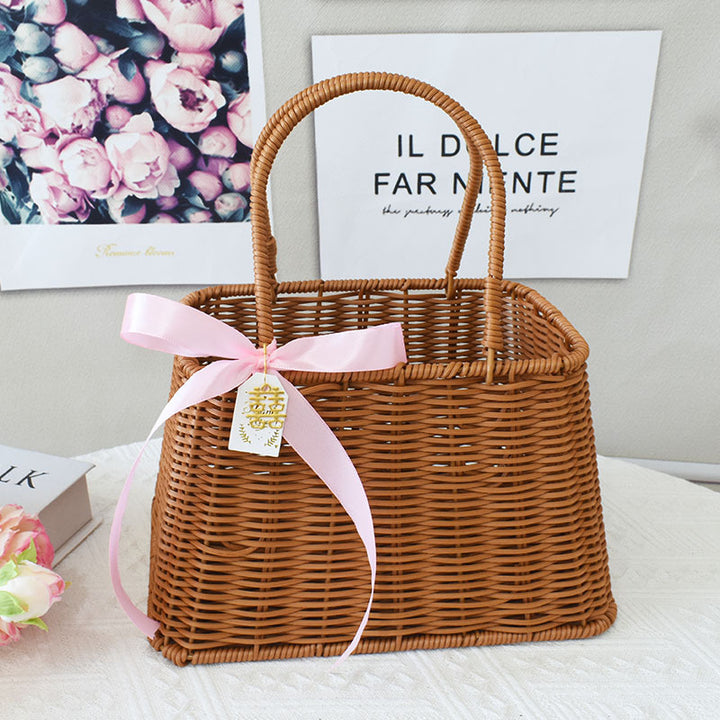 Chice Gewebte Handtasche mit Perlenakzent Karnz