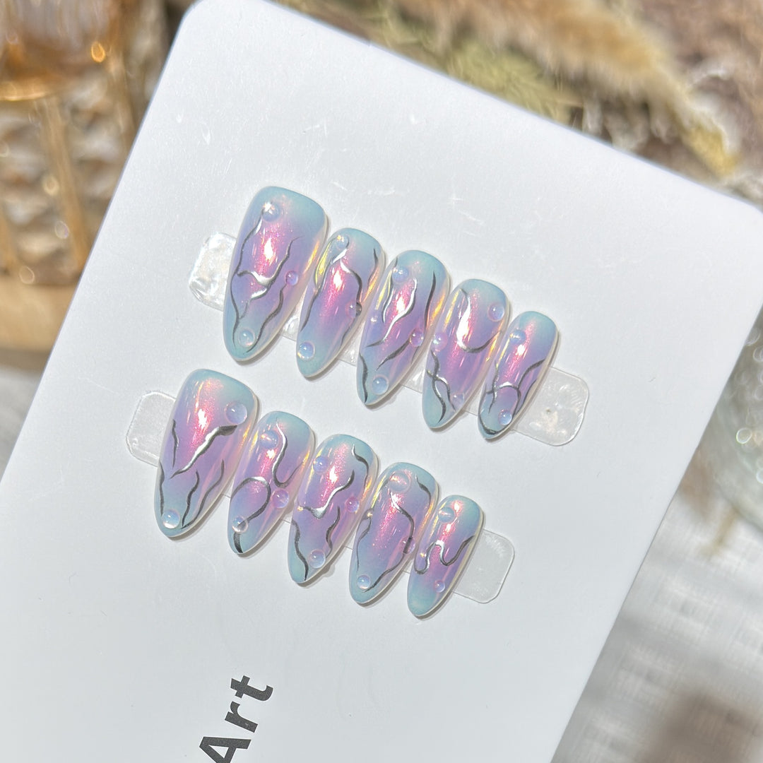 Iridescent Press-On Nagelset Karnz