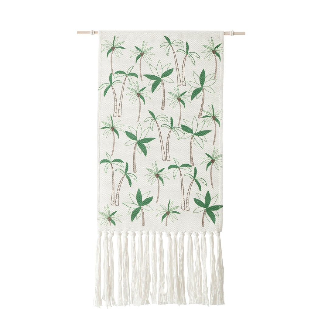 Gewebter Wandbehang mit floraler Jacquardstruktur und langen Fransen Karnz