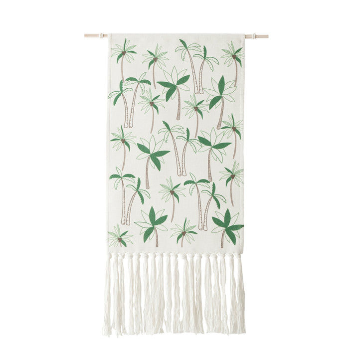 Gewebter Wandbehang mit floraler Jacquardstruktur und langen Fransen Karnz