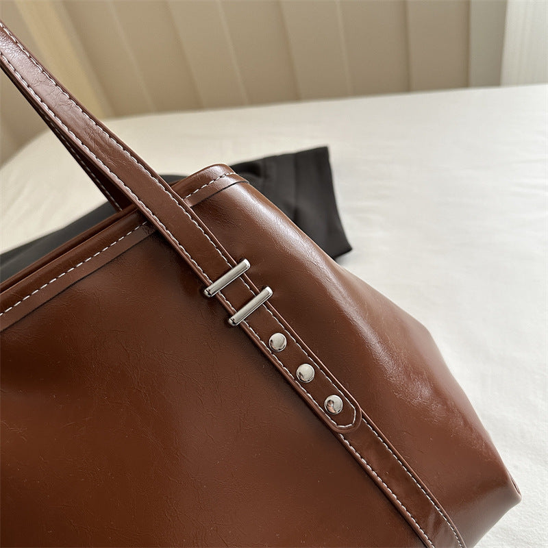 Klassische Strukturierte Leder Tote Bag