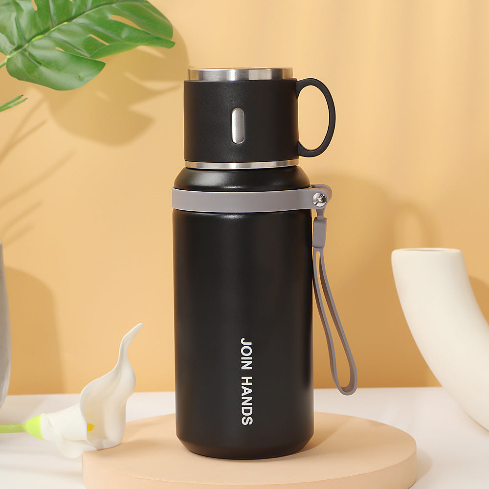 Damen isolierte Edelstahl-Trinkflasche mit ausklappbarem Becher Karnz