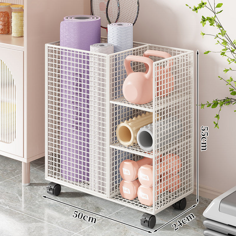 Vertikaler rollender Fitnessgeräte-Organizer mit Mesh-Fächern