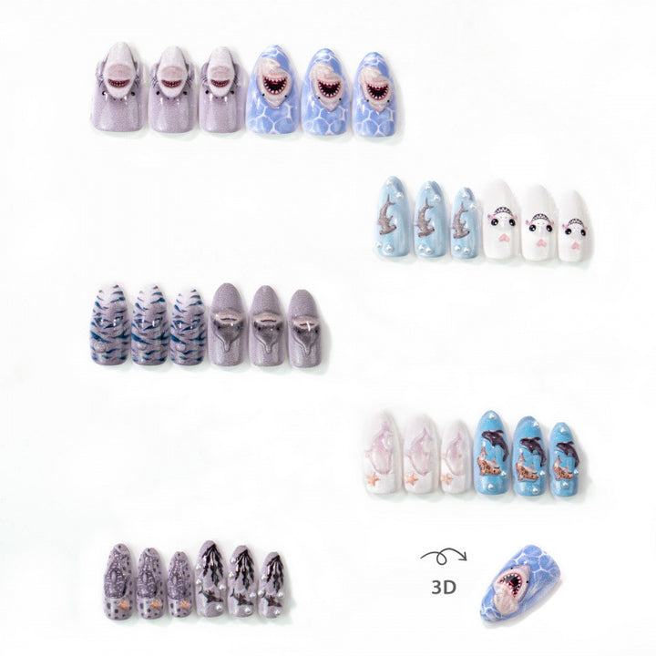 Marine Life Themed Press-On Nagelkunst Set