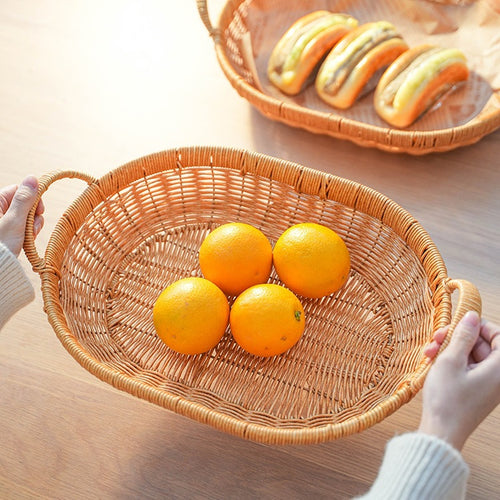 Handgefertigte runde Weidenfrüchtschale Karnz