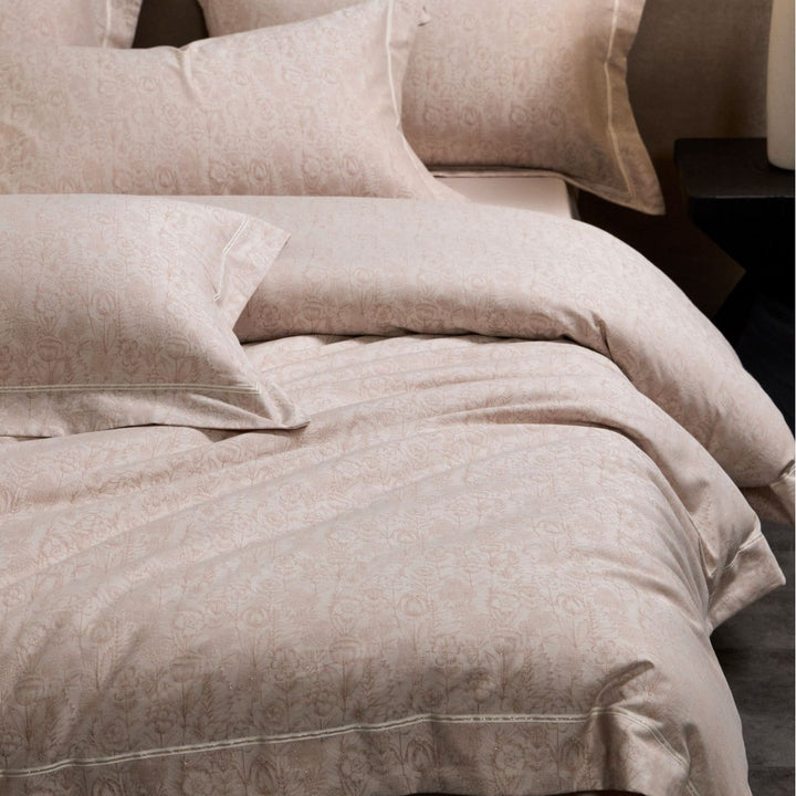 Luxuriöses Jacquard Floral Bettbezug-Set mit Paspelrand