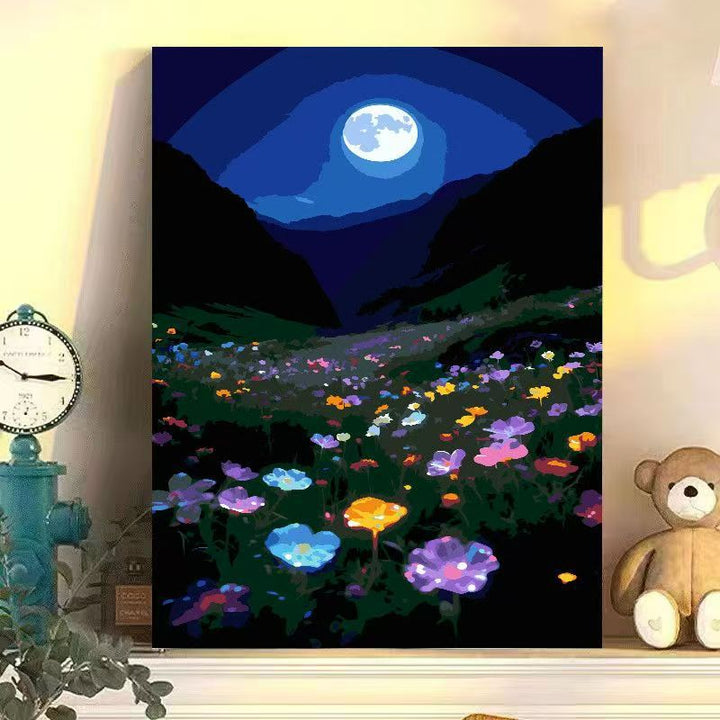 Nächtliche florale Landschaft Leinwandkunst Karnz