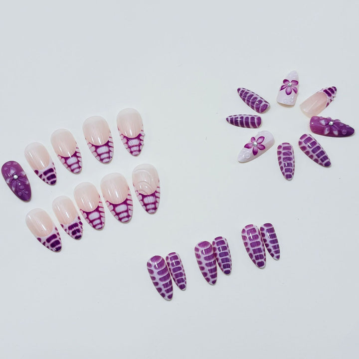 Premium Floral Press-On Nails Karnz