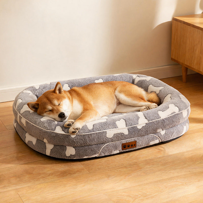 Plüschherz-Muster-Hunde Bett