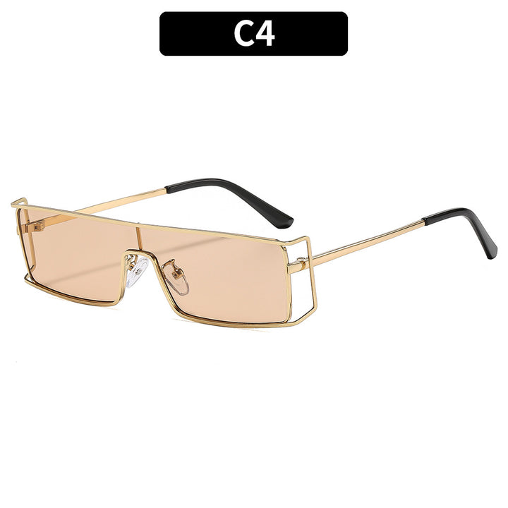 Geometrische Schild-Sonnenbrille mit luxuriösen Metallakzenten