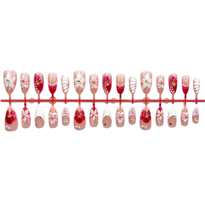 Künstlerische Florale Druck-Nagelkollektion