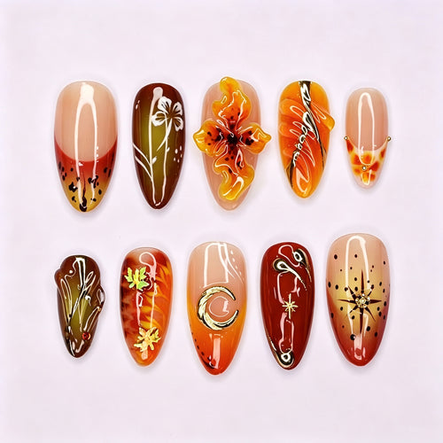 Herbst-Themen Manuelle Press-On Nagelkunst Set