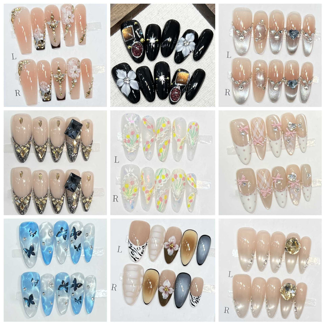 Glamouröse Sternenförmige Press-On Nagelkunst