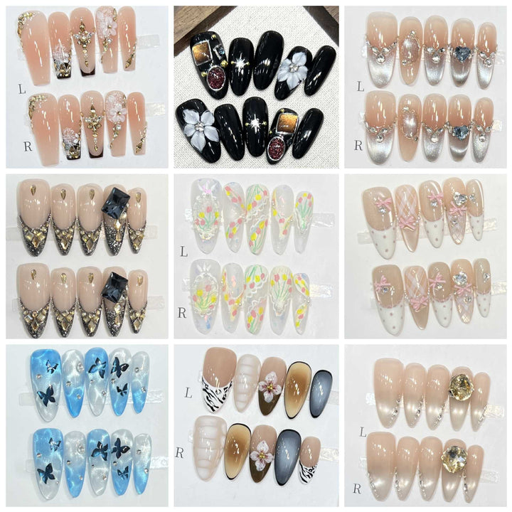 Glamouröse Sternenförmige Press-On Nagelkunst