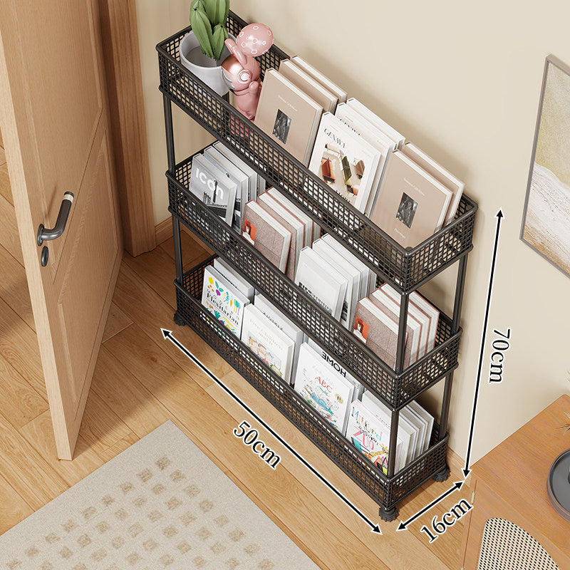 Schlanker vierstufiger Metallgitter schmaler Bücherregal-Organizer