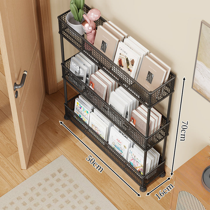 Schlanker vierstufiger Metallgitter schmaler Bücherregal-Organizer