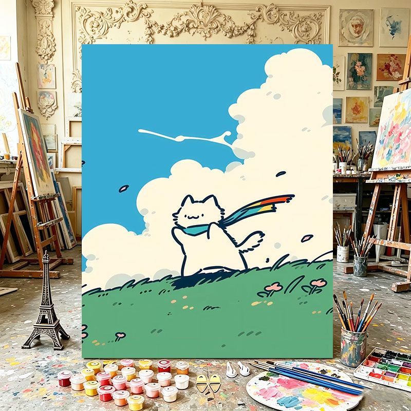 Verspielte Katzenillustration Kunstdruck Karnz