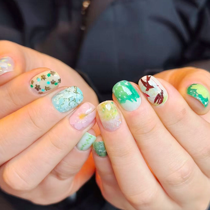 Künstlerisches katzenmotiviertes Press-On-Nagelkunstset Karnz