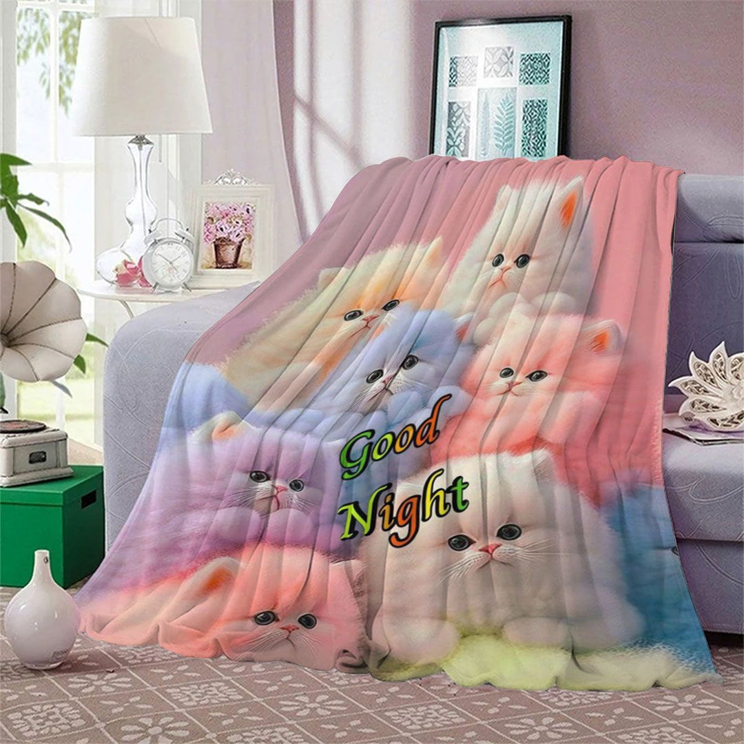 Plüsch Katze-Themen Fleece-Decke