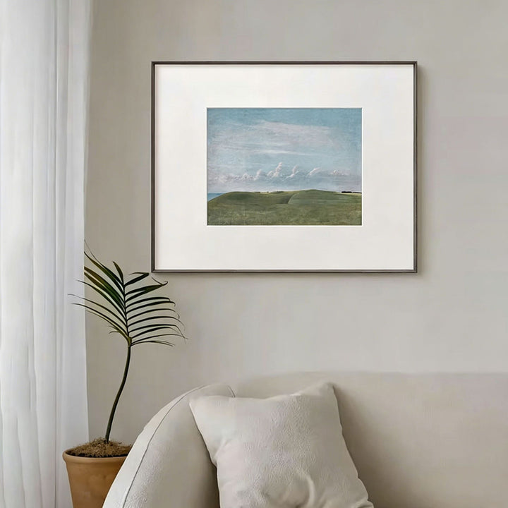 Gerahmter minimalistischer Landschaftskunstdruck
