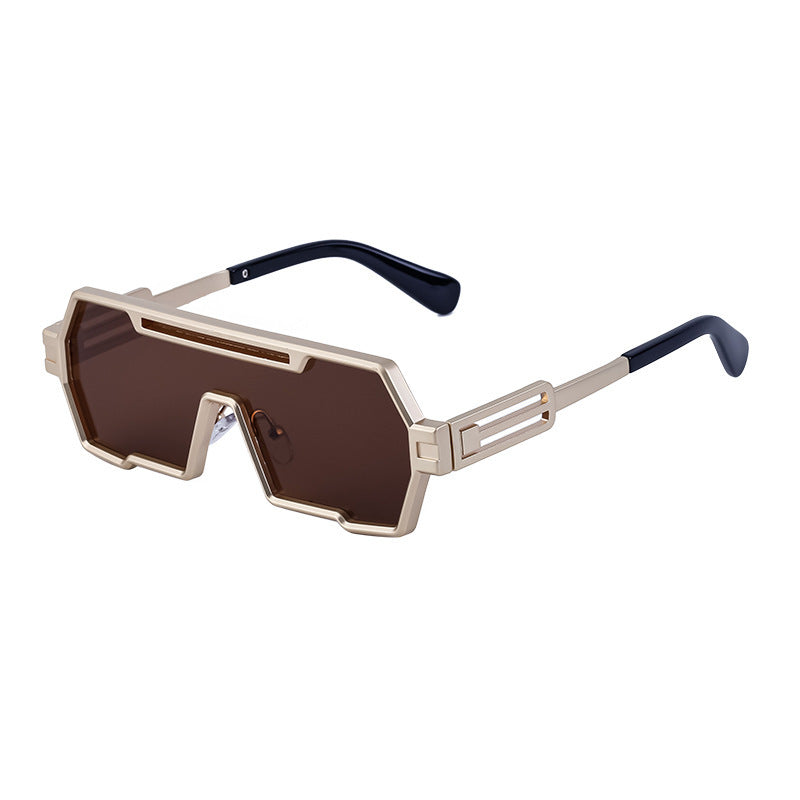 Damen modische Sonnenbrille im futuristischen Design mit breitem Rahmen Karnz