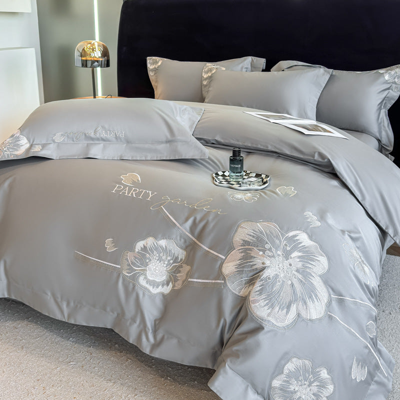 Elegante Bestickte Bettwäsche Set