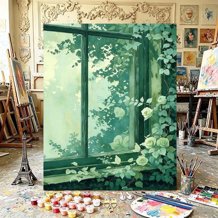 Botanische Fenster Leinwandkunst Karnz