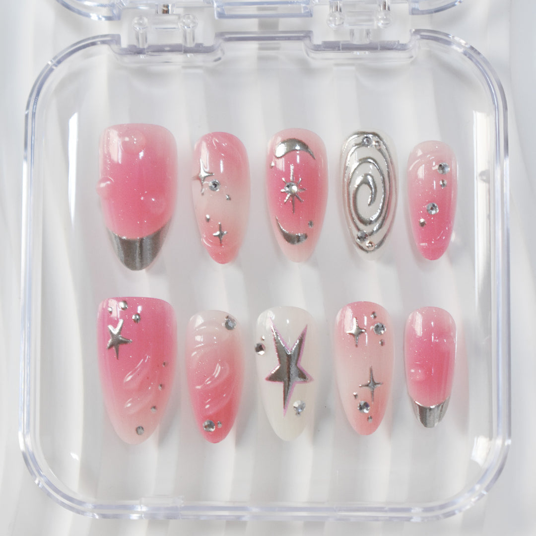 Künstlerisches Stern-Verziertes Press-On Nageldesign Karnz