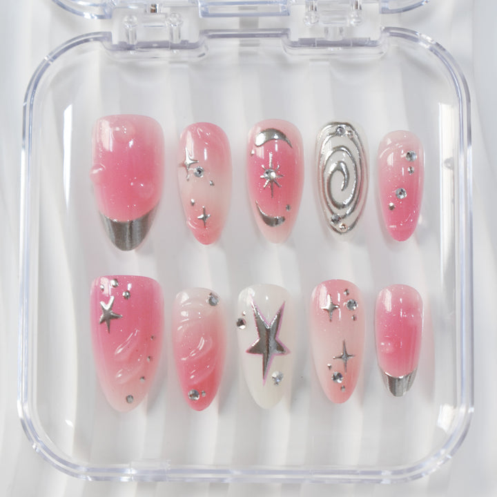 Künstlerisches Stern-Verziertes Press-On Nageldesign Karnz