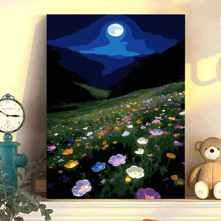 Nächtliche florale Landschaft Leinwandkunst Karnz