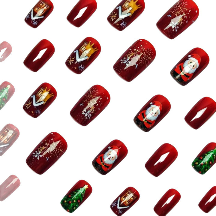 Kunstnägel mit Festlichem Weihnachtsmotiv Karnz